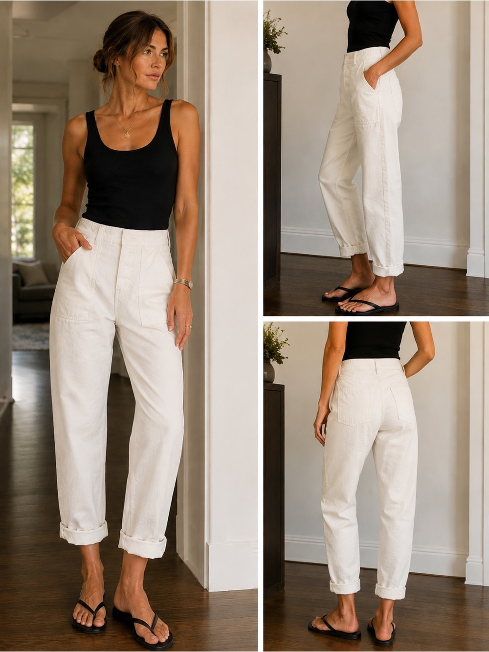 Sanctuary High-Waist White Utility Pants